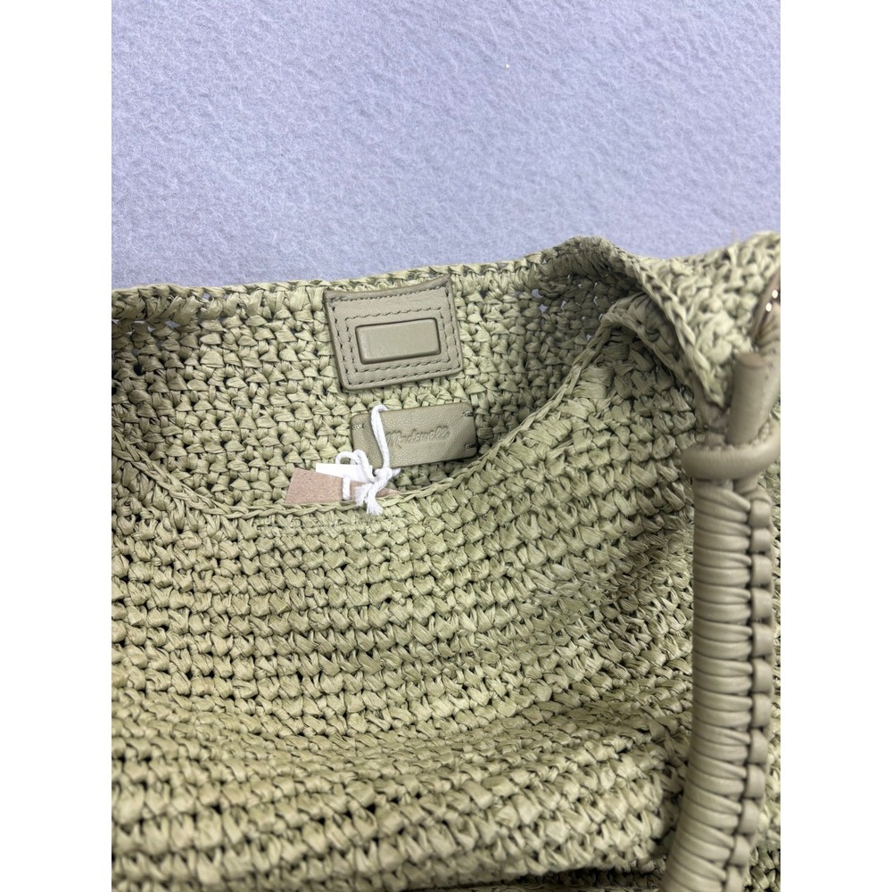 Madewell Camren Straw Bag Sagebrush Shoulder OS Crochet Hobo Bag Green Woven NWT - Picture 6 of 11